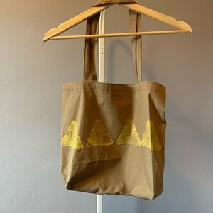 Original Design Tote Bag with Yellow Mountain Block Prints